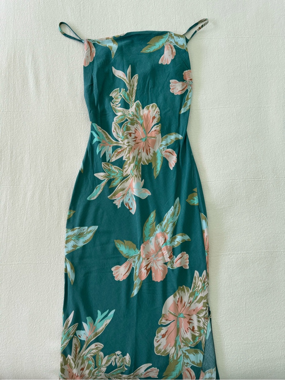 Le Salty Label, Teal and Pink Floral, Summer Midi Dress, XS